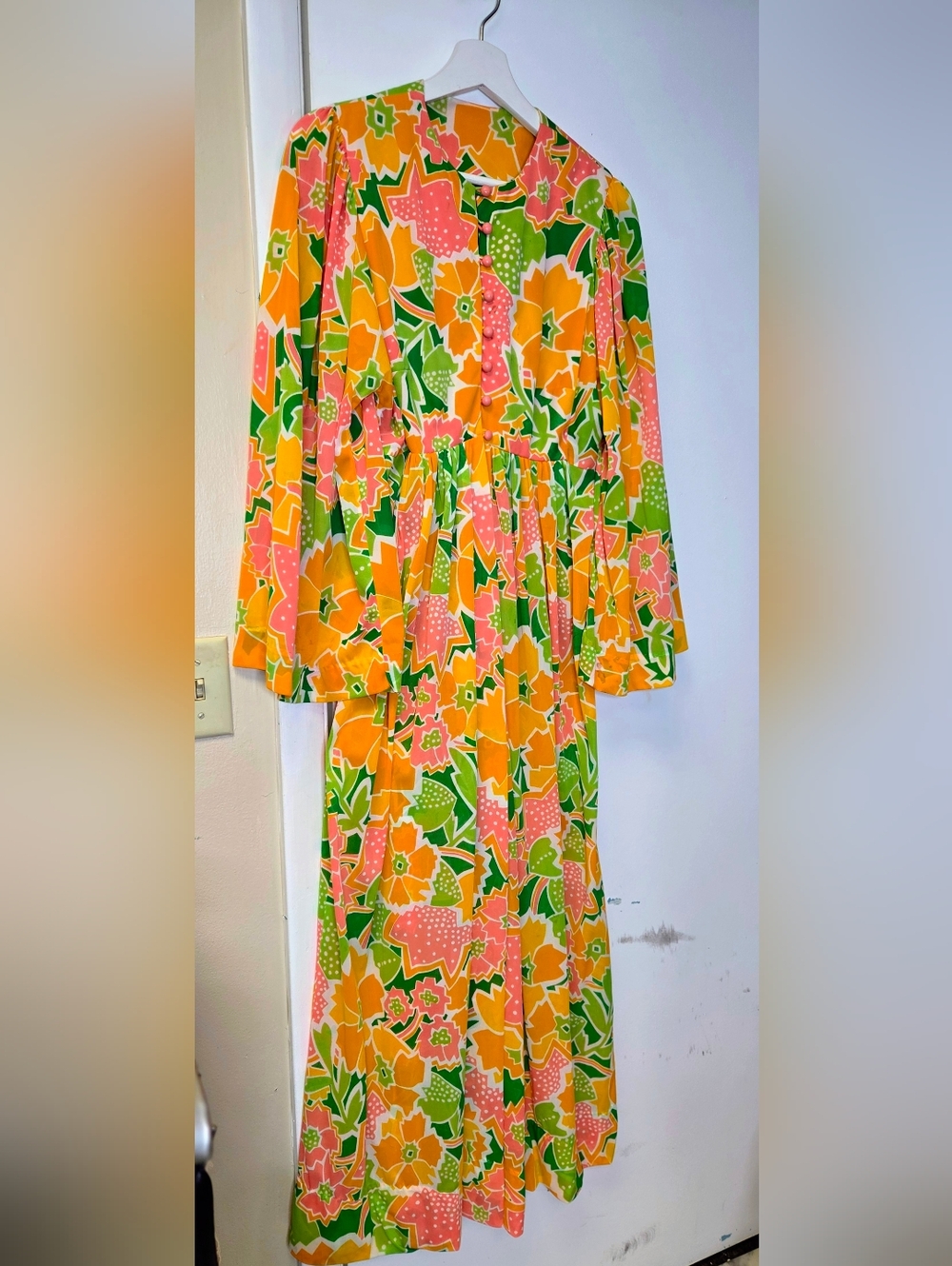 Vintage 70s Sandcastle Psychedelic Floral Maxi Dress Size L (Vintage) - Picture 2 of 16
